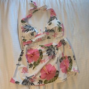 Floral Halter Bikini Skirt Set